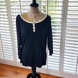 Lauren Ralph Lauren Black White Cotton Shirt with Buttons -  Size XL